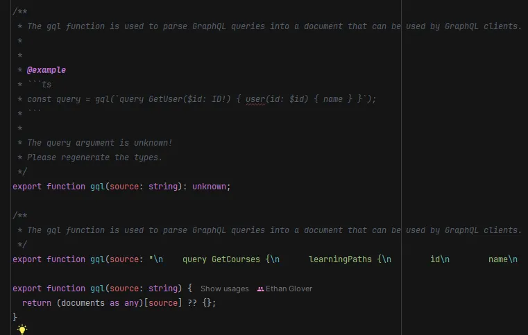 genated gql overloads showing one for a very specific query